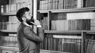 Man in library