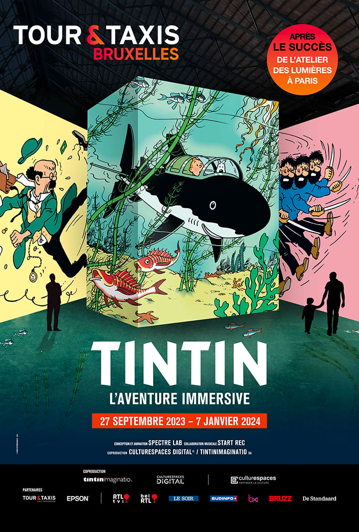 Affiche de l'expo Tintin Immersive adventure T&T by LB